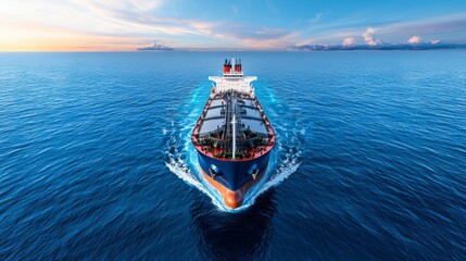 A green LNG transport ship utilizing sustainable fuel to move liquefied natural gas, which helps lower the carbon footprint of global energy transport.