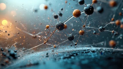 Abstract Scientific Molecule Structure in Colorful Background