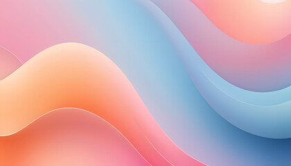Elegant Pastel Pink, Blue, and Orange Gradient Background with Gentle Curves and Smooth Transitions