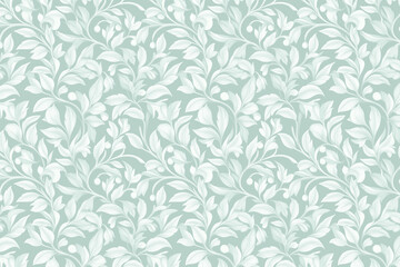 Fototapeta premium Toile pattern tapestry. Arts and crafts. Monochrome botanical pattern background. Created with Generative AI technology