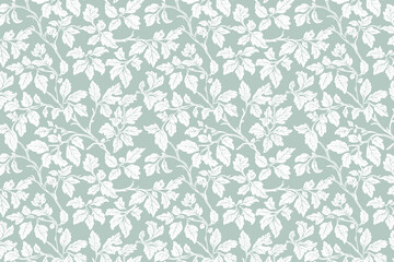 Toile pattern tapestry. Arts and crafts. Monochrome botanical pattern background. Created with Generative AI technology