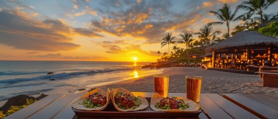 Sunset beach surf and turf taco platter a tropical culinary experience
