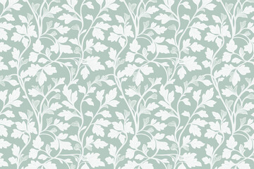 Toile pattern tapestry. Arts and crafts. Monochrome botanical pattern background. Created with Generative AI technology