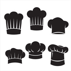 set of vector different types of chef hat silhouette