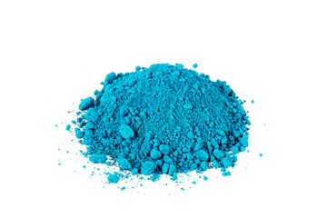 Bright Turquoise Powder Used in Art and Crafts Displayed on a White Background