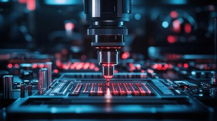 Laboratory spectrometer, futuristic equipment with detailed elements, 3D illustration