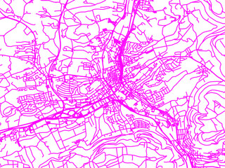 Neon Style Road Map overlay of Aalen, Germany in in Bright Pink.
