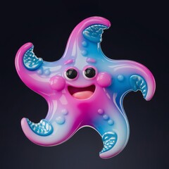 Colorful smiling starfish figurine in pink and blue gradient, designed for beach-themed decor, aquatic gifts, or summer party merchandise