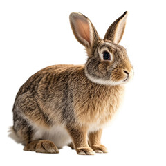 Fototapeta premium 4k backgroundless cutout of a brown rabbit sitting looking at the camera
