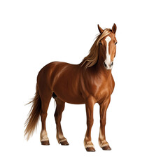 Fototapeta premium 4k backgroundless cutout of a brown horse standing looking at camera