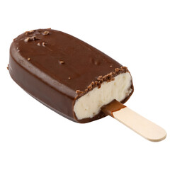 Chocolate Ice Cream Popsicle on a Wooden Stick Isolate On Transparent Background Cutout, PNG file, Cutout file