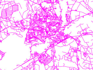 Neon Style Road Map overlay of Brandenburg an der Havel, Germany in in Bright Pink.
