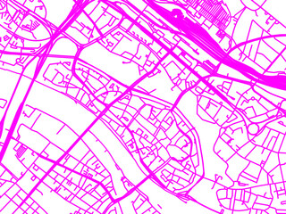 Neon Style Road Map overlay of Bremen Zentrum, Germany in in Bright Pink.