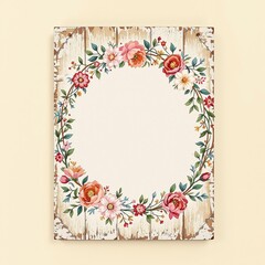 Bohemian-inspired wood sign with floral wreath and leaf accents, leaf accents, boho, chic