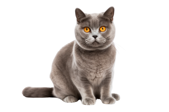 Charming young blue tortie British Shorthair cat positioned sideways, looking directly at the camera with vibrant deep orange eyes. The cat's unique tortoiseshell markings are vividly displayed