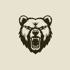 fierce and angry bear head vector