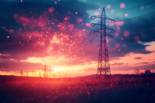 Energy distribution AI visualized in an infographic illustrating how artificial intelligence optimizes the flow of electricity across grids reducing losses and enhancing reliability - Powered by Adobe