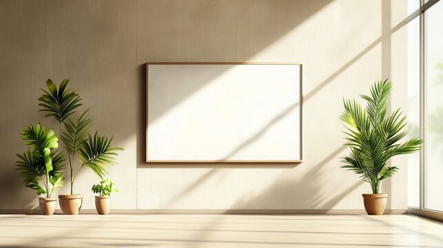 Serene Classroom Interior Plants Whiteboard Natural Light