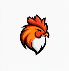 Obraz premium Fiery rooster head mascot logo design.