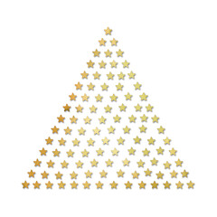 Golden Christmas Tree Formed by Shimmering Stars on Transparent Background
