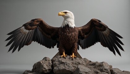 Naklejka premium Bald Eagle Perched on Rocky Cliff