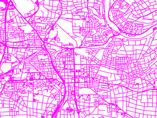 Neon Style Road Map overlay of Ludwigsburg, Germany in in Bright Pink.