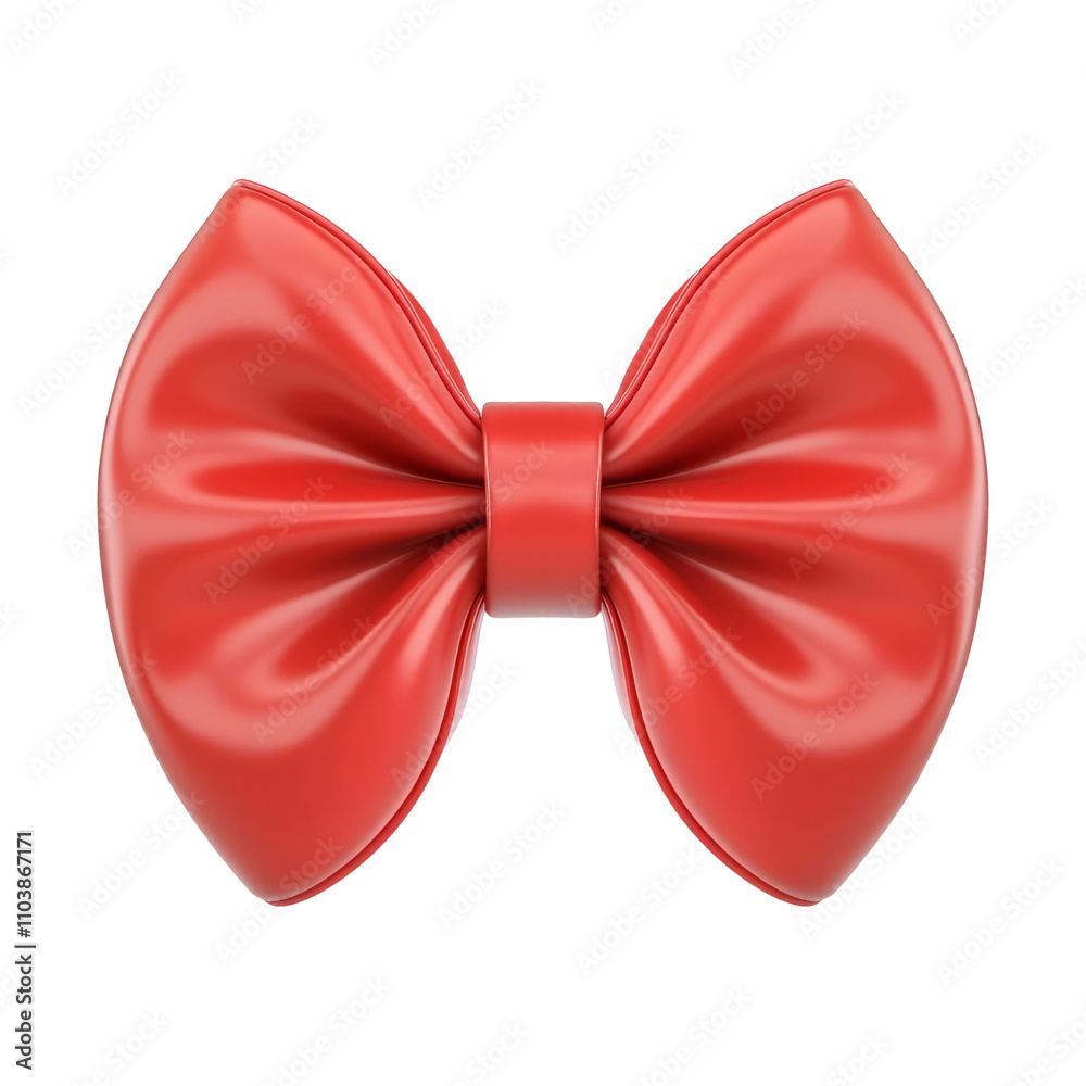 Poster red ribbon bow 3d render icon isolated on transparent background cutout