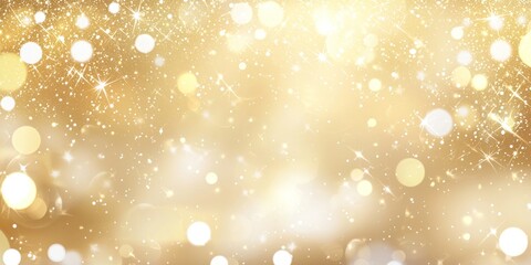 A golden, glittery New Year's background with abstract sparkles and twinkling lights, perfect for festive greetings.