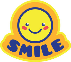 A smiling yellow face with the word smile written below it