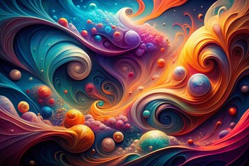 Surreal Abstract Background with Fluid Shapes and Vibrant Colors for Creative Projects and Digital Art Applications