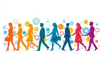 Conceptual flat business illustration on isolated white background