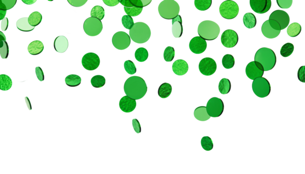 falling green confetties isolated on transparent background cutout - Powered by Adobe