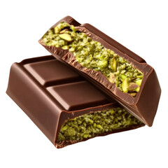 Decadent pistachio-filled chocolate bar in 3D rendering. Perfect for gourmet advertising, confectionery branding, or high-end product promotions.