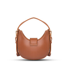 Women's luxury handbag, brown handbag purse, leather bag isolated on white background
