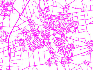 Neon Style Road Map overlay of Wolfenbuttel, Germany in in Bright Pink.