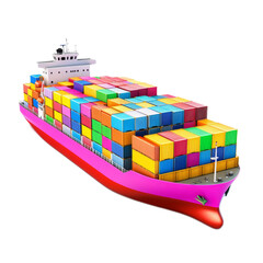 Colorful Container Ship Loaded with Freight in Open Water
