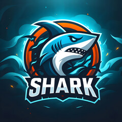 Illustration esport shark logo Template logo design