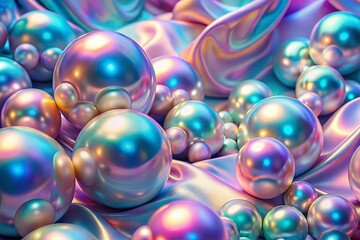 Surreal Gradient Mesh Backgrounds in Pearl Hues with Holographic Foil for 80s and 90s Retro Style Designs and Textures