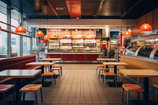 Interior of a fast food restaurant