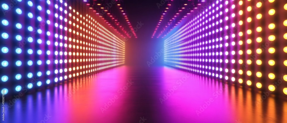 Poster vibrant and dynamic led lights create an immersive futuristic stage environment with a captivating d
