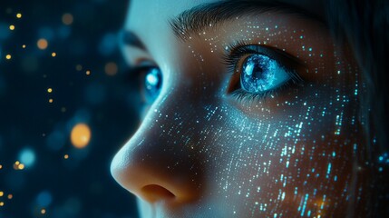 Artificial intelligence portrait , sentient being concept