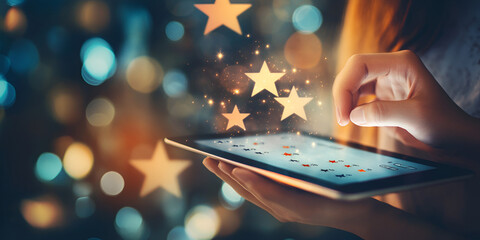  Interactive Tablet with Floating Stars and Lights