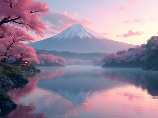 mountain and blossoms