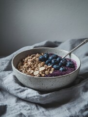 Healthy breakfast bowl home kitchen food photography minimalist close-up nutrition focus