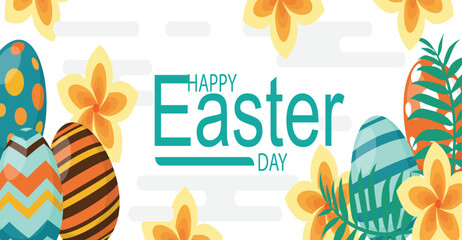 Fototapeta premium Yellow Floral Easter Banner Design