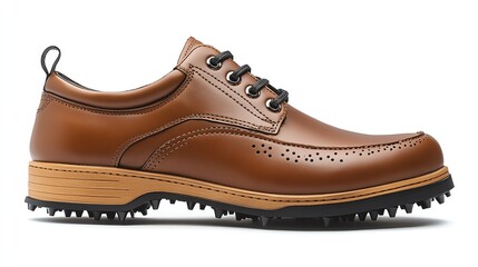 Stylish brown leather shoe with perforated details, perfect for both casual and formal occasions.