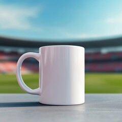 Obraz premium Blank White Coffee Mug in Stadium Background