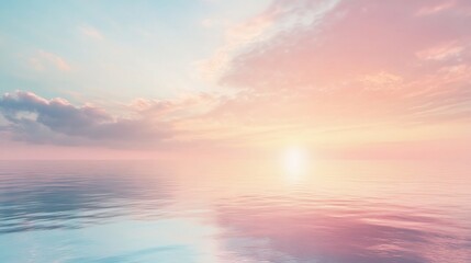 Fototapeta premium Pastel Sunset Over Calm Ocean Waters: A Serene Seascape