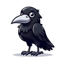 Fototapeta premium 흰 배경, 까마귀, 애니메이션 아트, jpeg (white background, crow, animation art, jpeg)