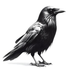 Fototapeta premium 흰 배경, 까마귀, 펜슬 드로잉, jpeg (white background, crow, pencil drawing, jpeg)